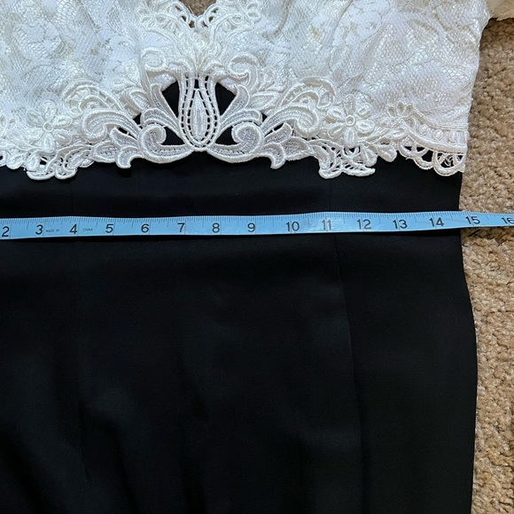 Vintage Jessica McClintock Evening Gown Black and White Lace - Picture 7 of 13